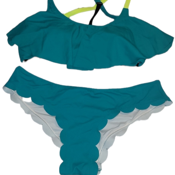 PINK RUFFLE TOP BIKINI - Picture 1 of 3